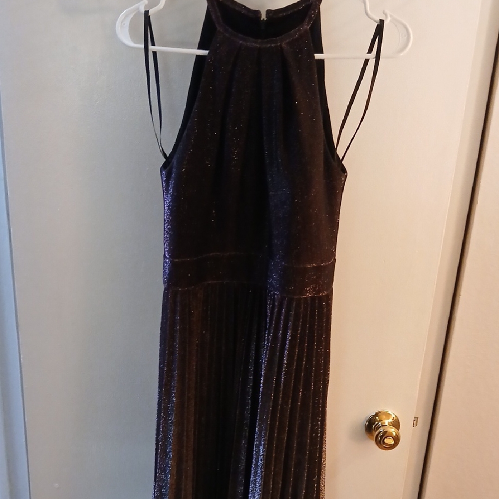 Aqua Shimmering Dark Purple Evening Dress